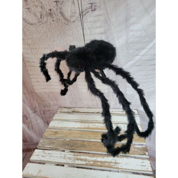 Fun world spider hanging Halloween prop plush stuffed decor home office table - Picture 1 of 6